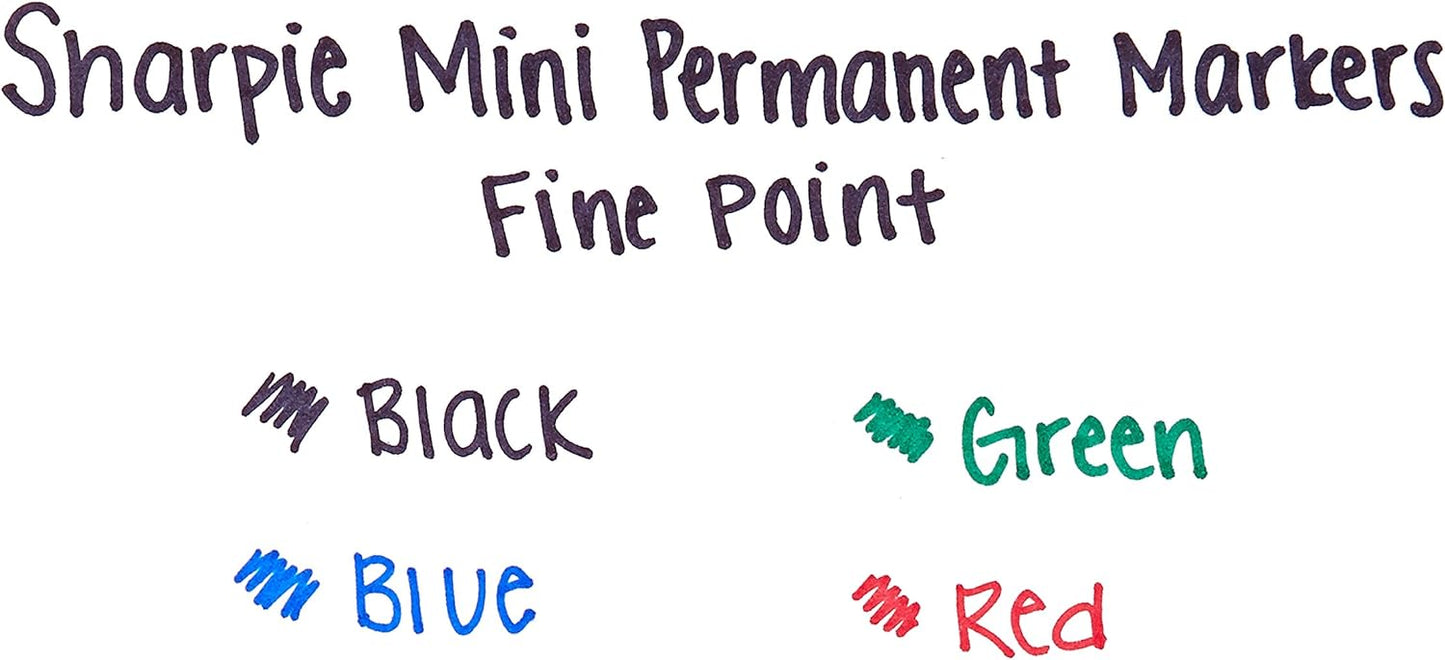 Sharpie MINI Marker Permanent, Permanent Marker Fine, 4-Carded, Assorted Inks (35113PP)