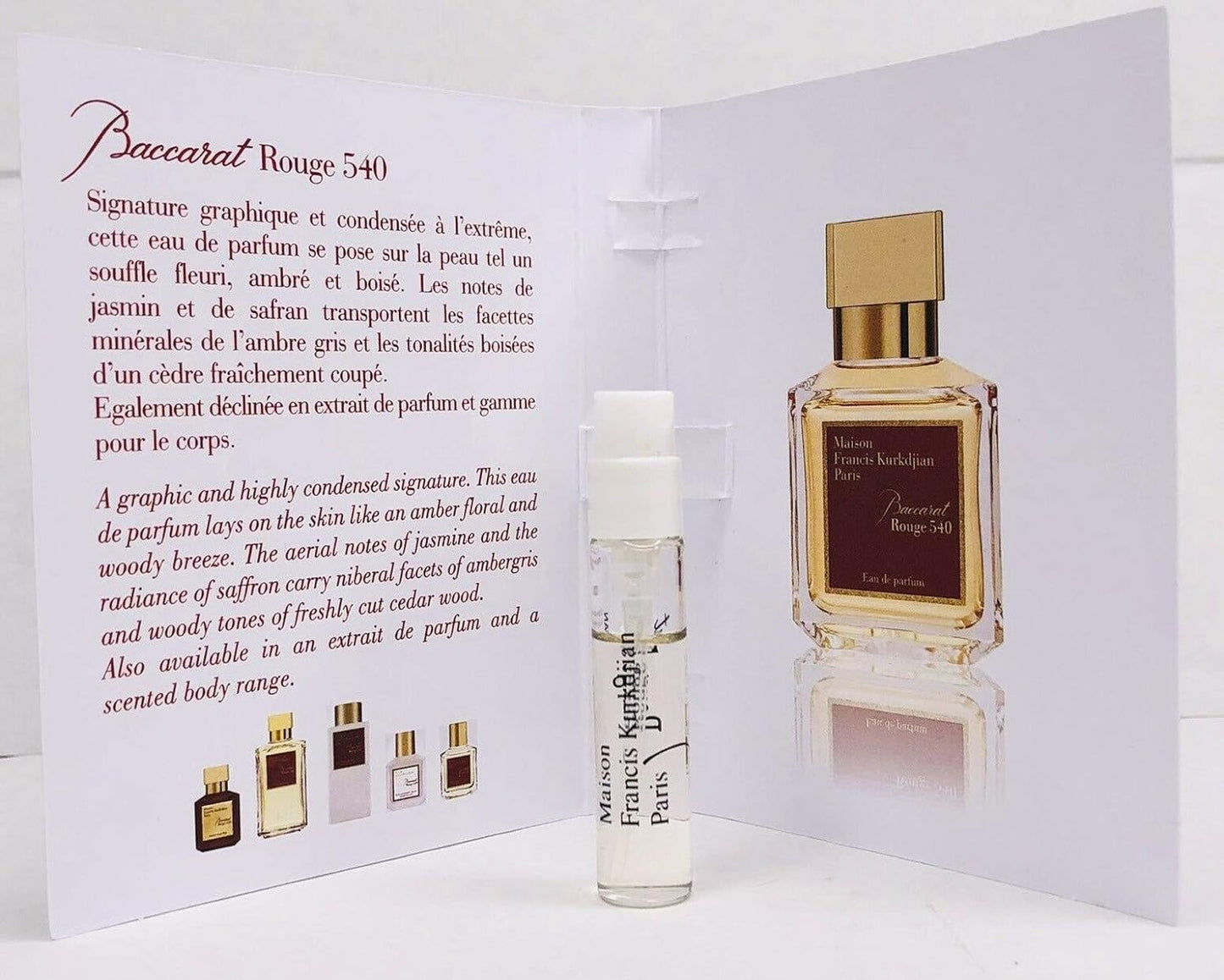 Maison Francis Kurkdjian BACCARAT ROUGE 540 Eau de Parfum Vial Spray With Card, 2ml