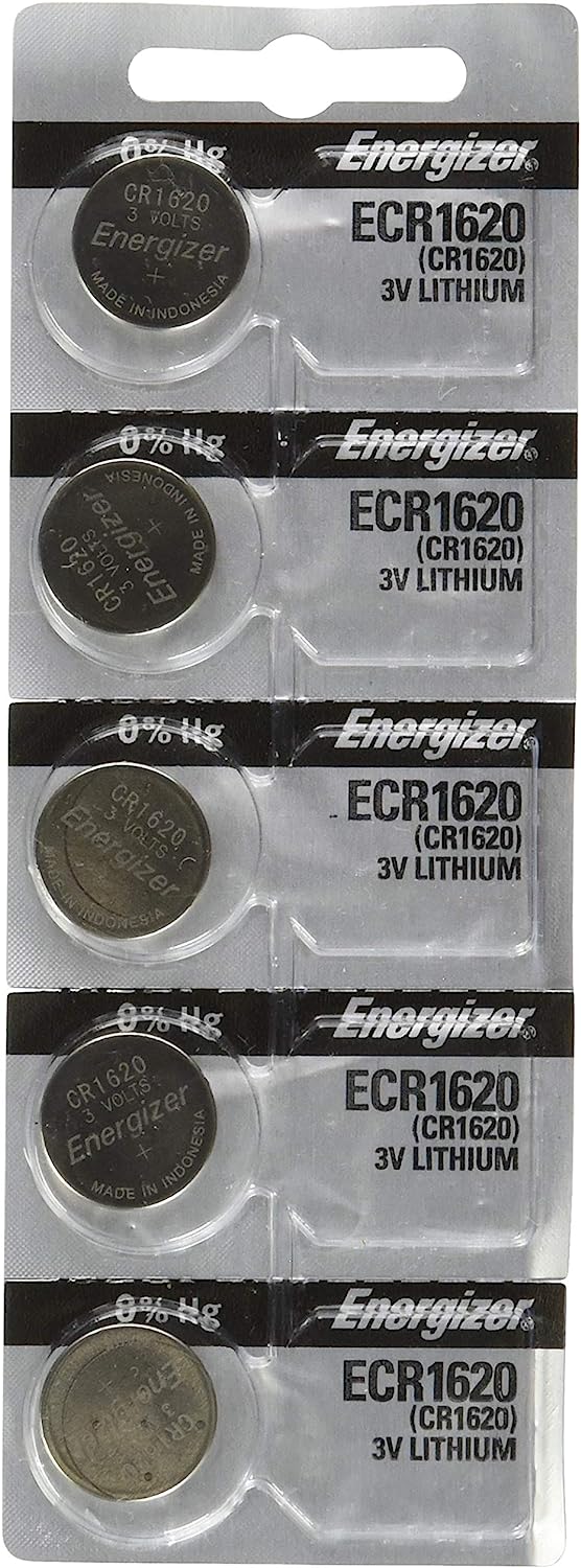 Energizer CR1620 Lithium Battery, 3V 5-Pk ECR1620 CR 1620