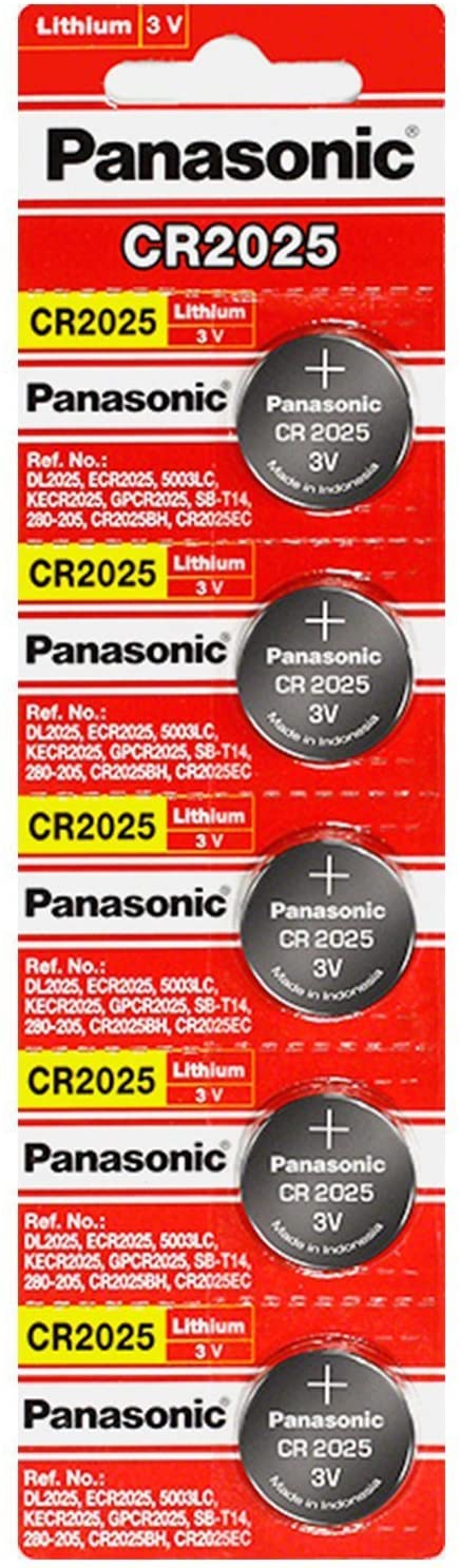 Panasonic CR2025 2025 3V Lithium Battery -  5 Piece Tear Strip (5 Cells/Order)